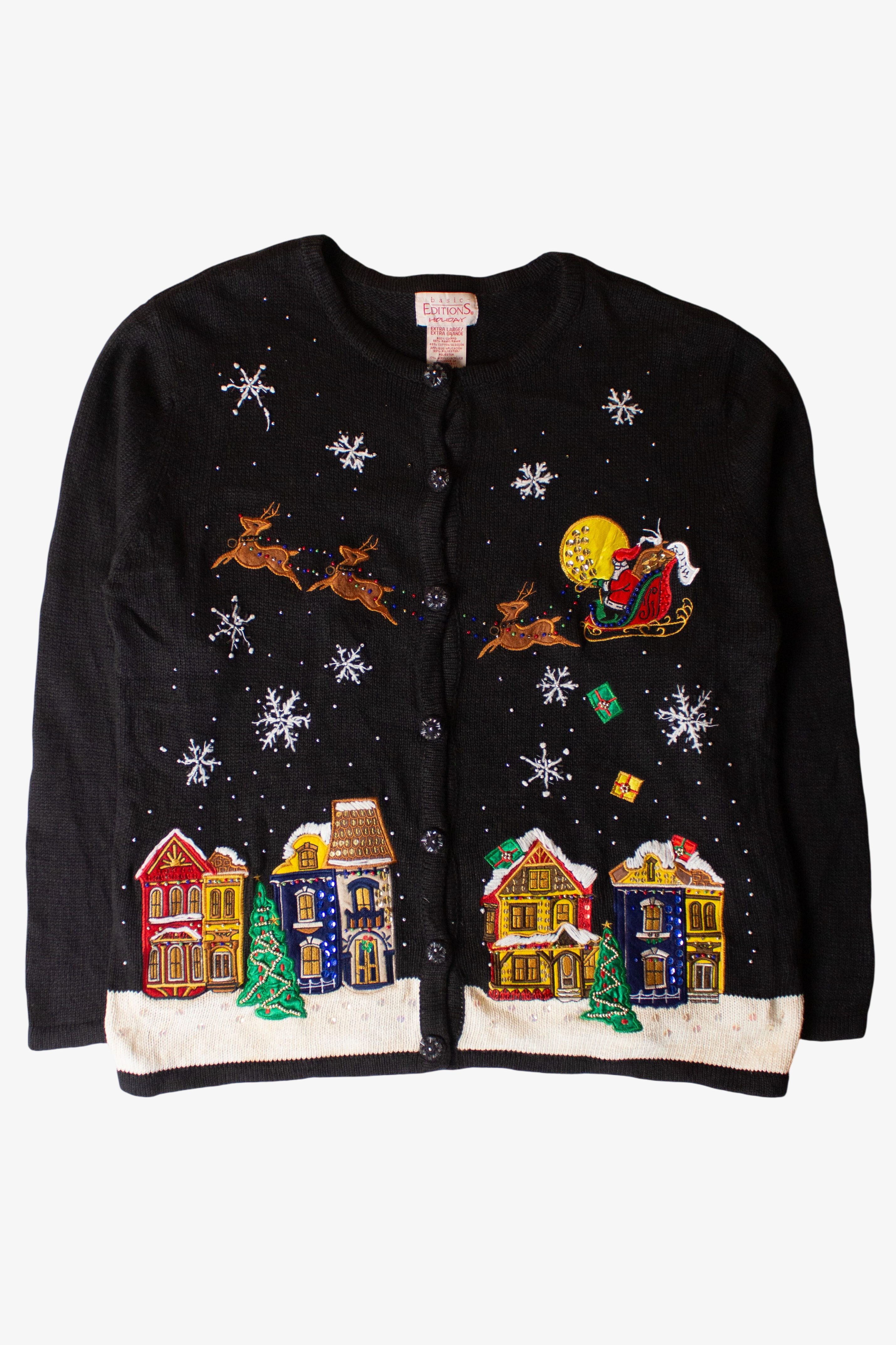 Vintage Holiday Village Christmas Cardigan (1990s)