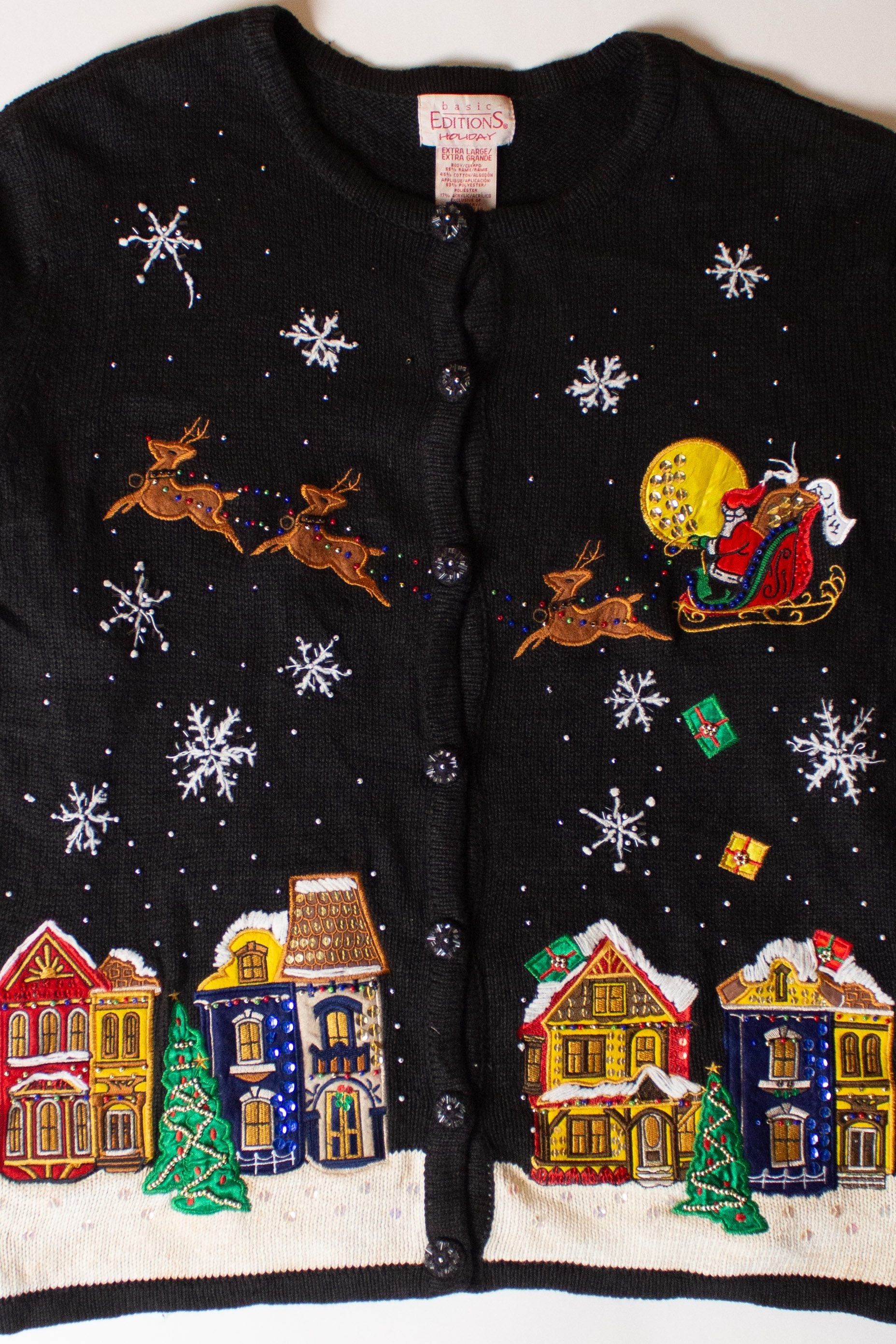 Vintage Holiday Village Christmas Cardigan (1990s)