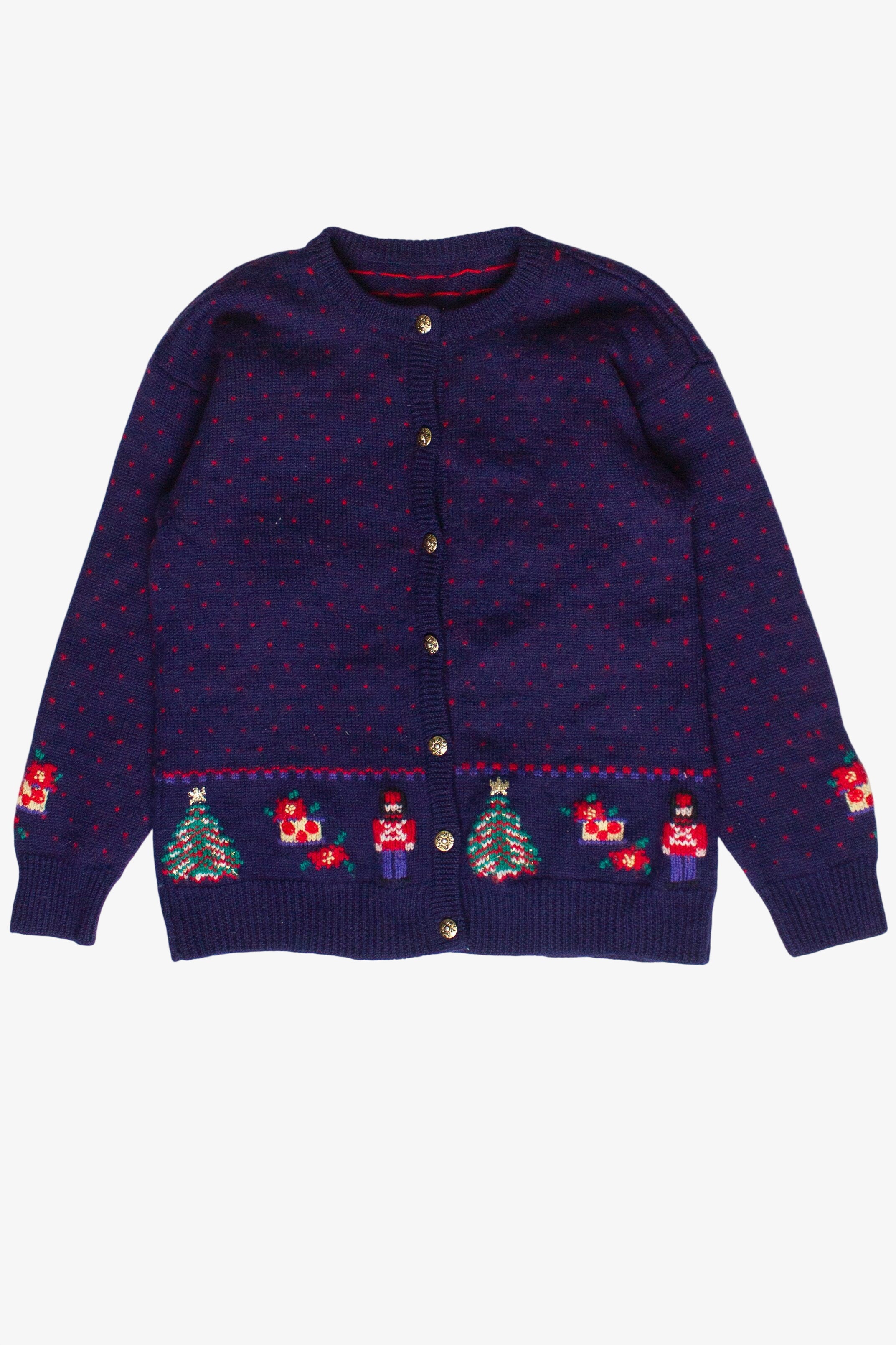 Vintage Intarsia Knit Christmas Emblems Ugly Christmas Sweater