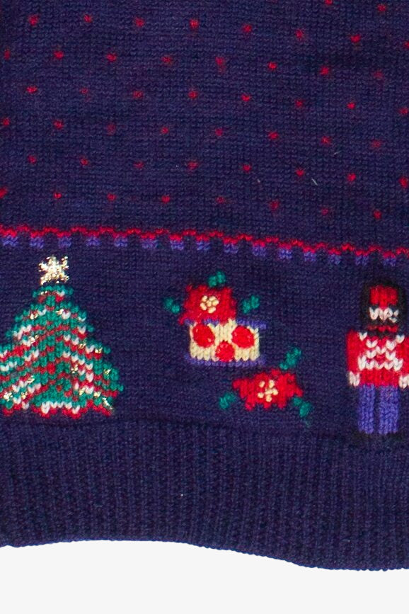 Vintage Intarsia Knit Christmas Emblems Ugly Christmas Sweater