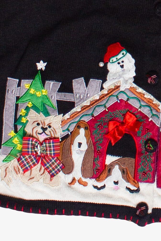 Vintage Festive Dogs Quacker Factory Ugly Christmas Sweater