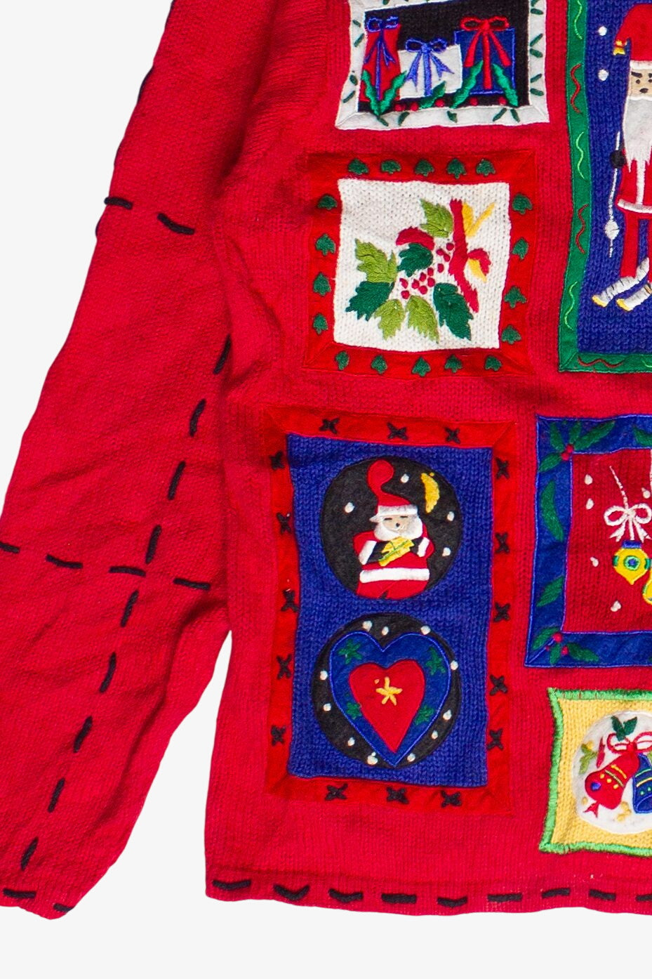 Vintage Hand Stitching Christmas Patches Ugly Christmas Sweater
