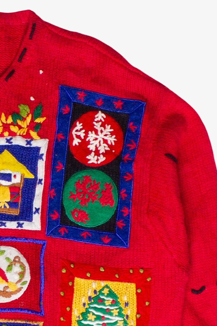 Vintage Hand Stitching Christmas Patches Ugly Christmas Sweater