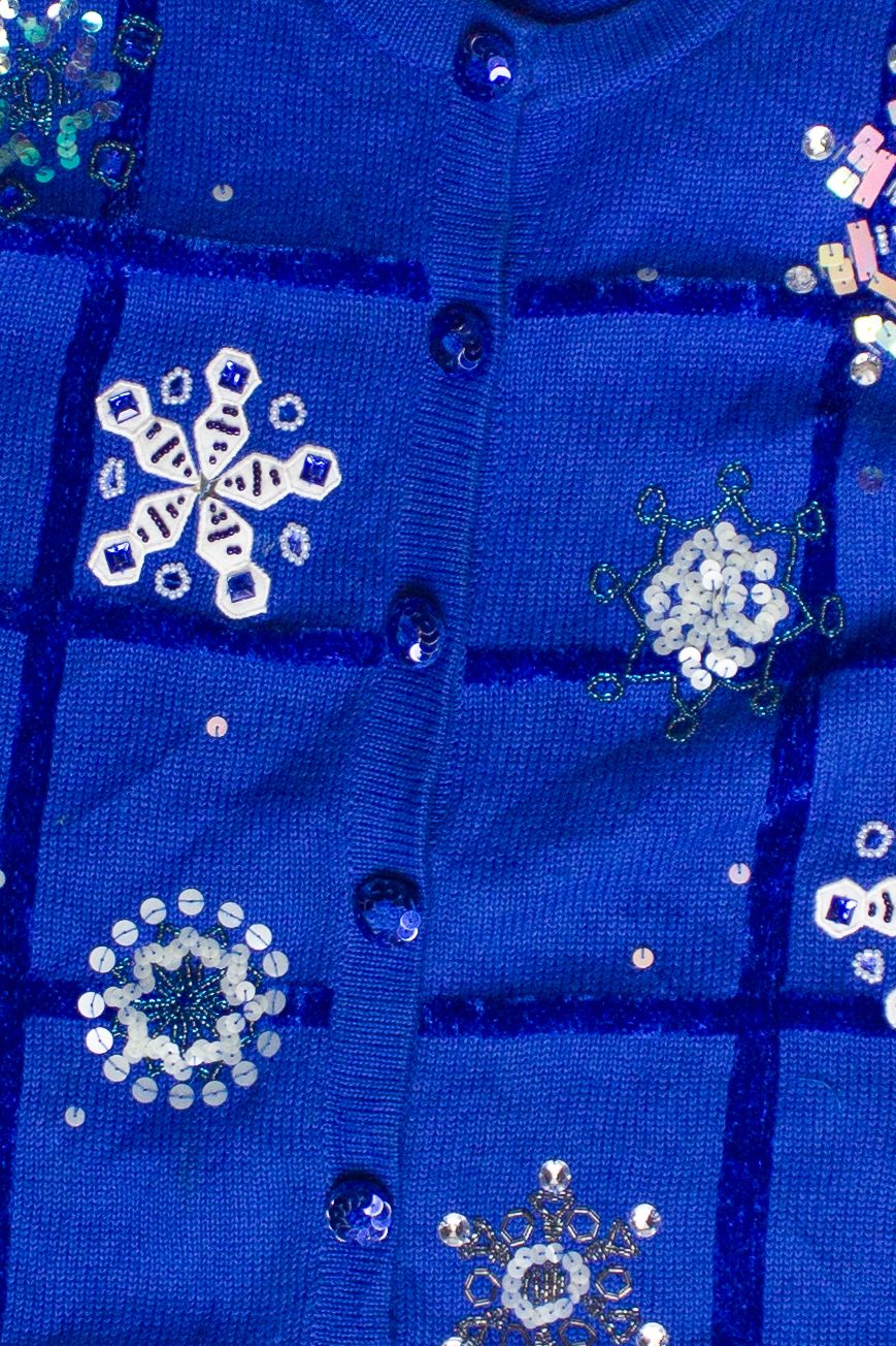 Vintage Jack B. Quick Beaded Sequin Snowflakes Ugly Christmas Sweater