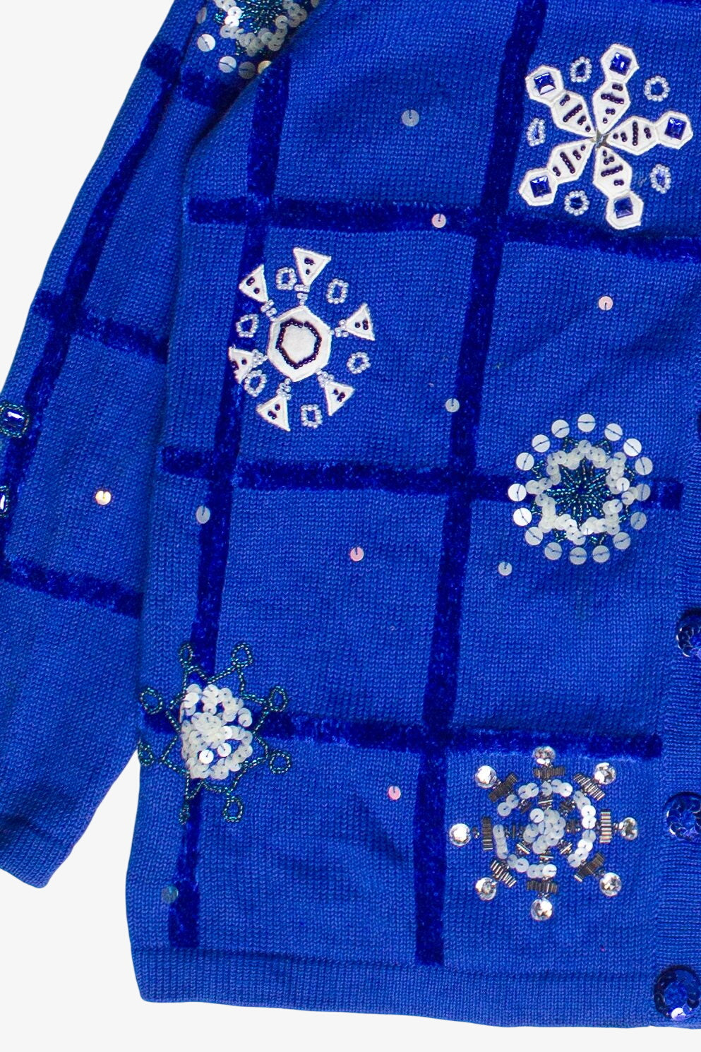 Vintage Jack B. Quick Beaded Sequin Snowflakes Ugly Christmas Sweater