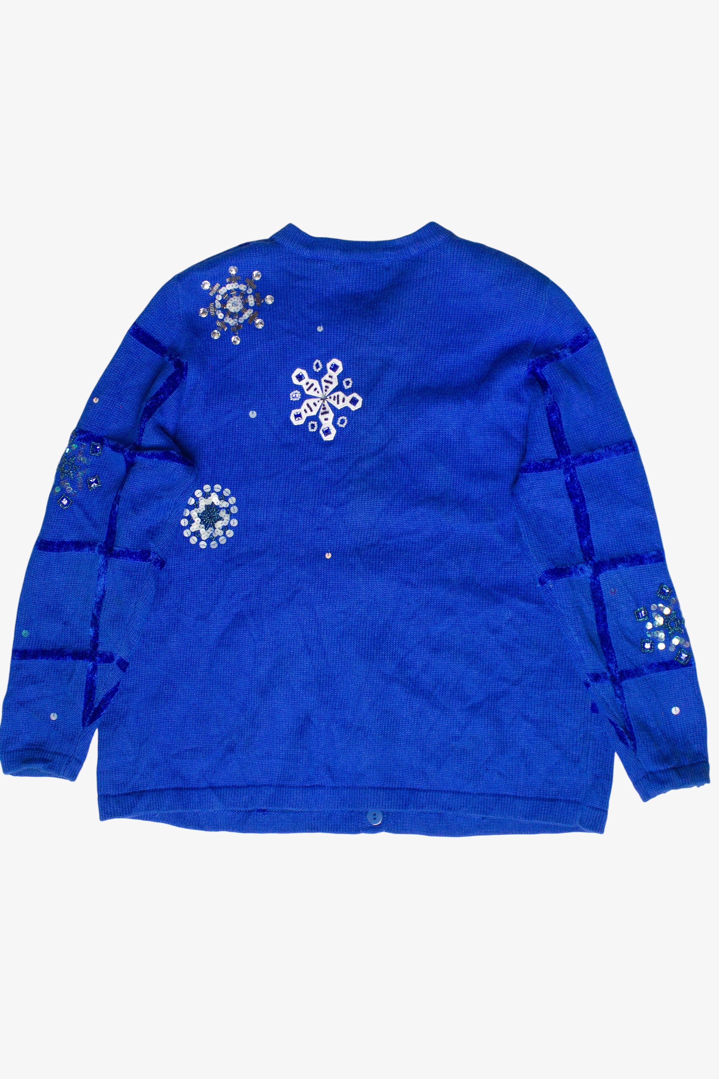 Vintage Jack B. Quick Beaded Sequin Snowflakes Ugly Christmas Sweater