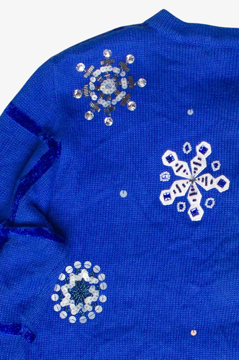 Vintage Jack B. Quick Beaded Sequin Snowflakes Ugly Christmas Sweater