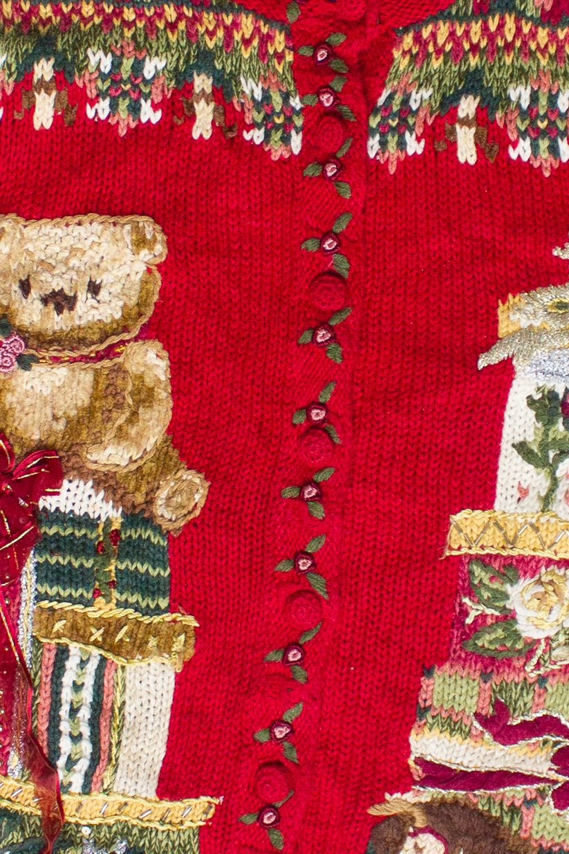 Vintage Tiara International Holiday Rose Bear Ugly Christmas Sweater (2000s)
