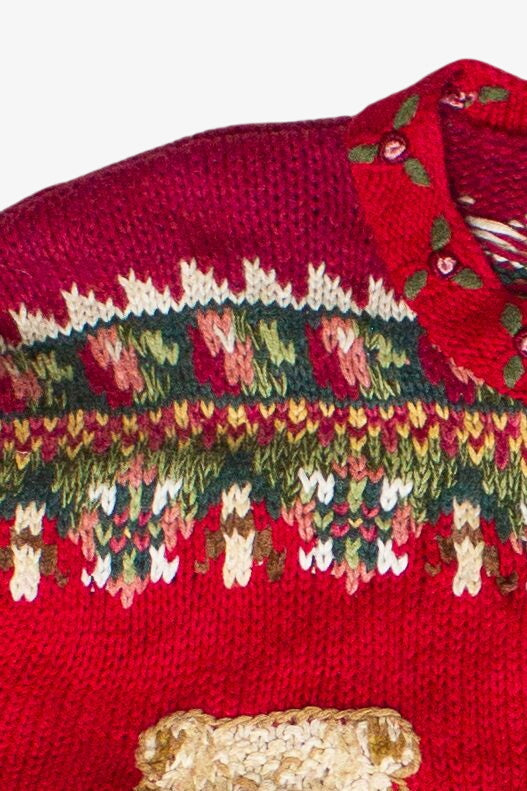 Vintage Tiara International Holiday Rose Bear Ugly Christmas Sweater (2000s)