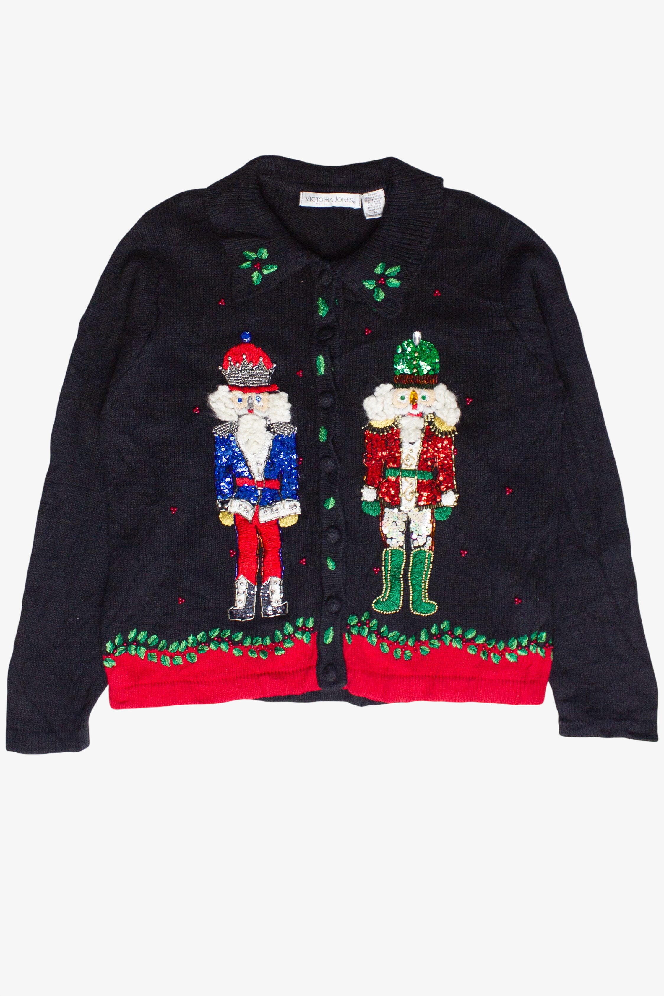 Vintage Victoria Jones Bedazzled Nutcrackers Ugly Christmas Sweater (2000s)