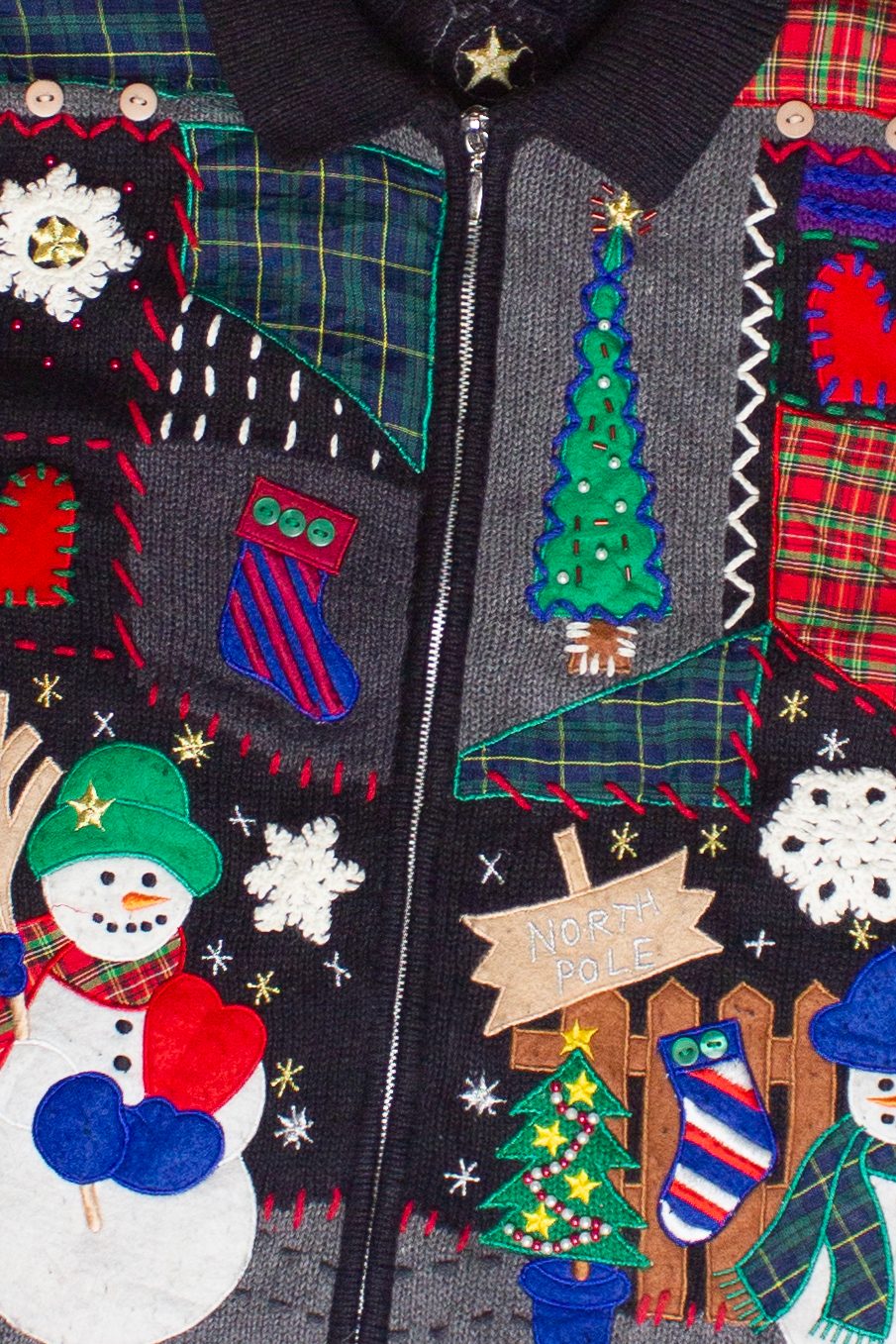 Vintage Chandler Hill Cottagecore Patchwork Snowmen Ugly Christmas Sweater (2000s)