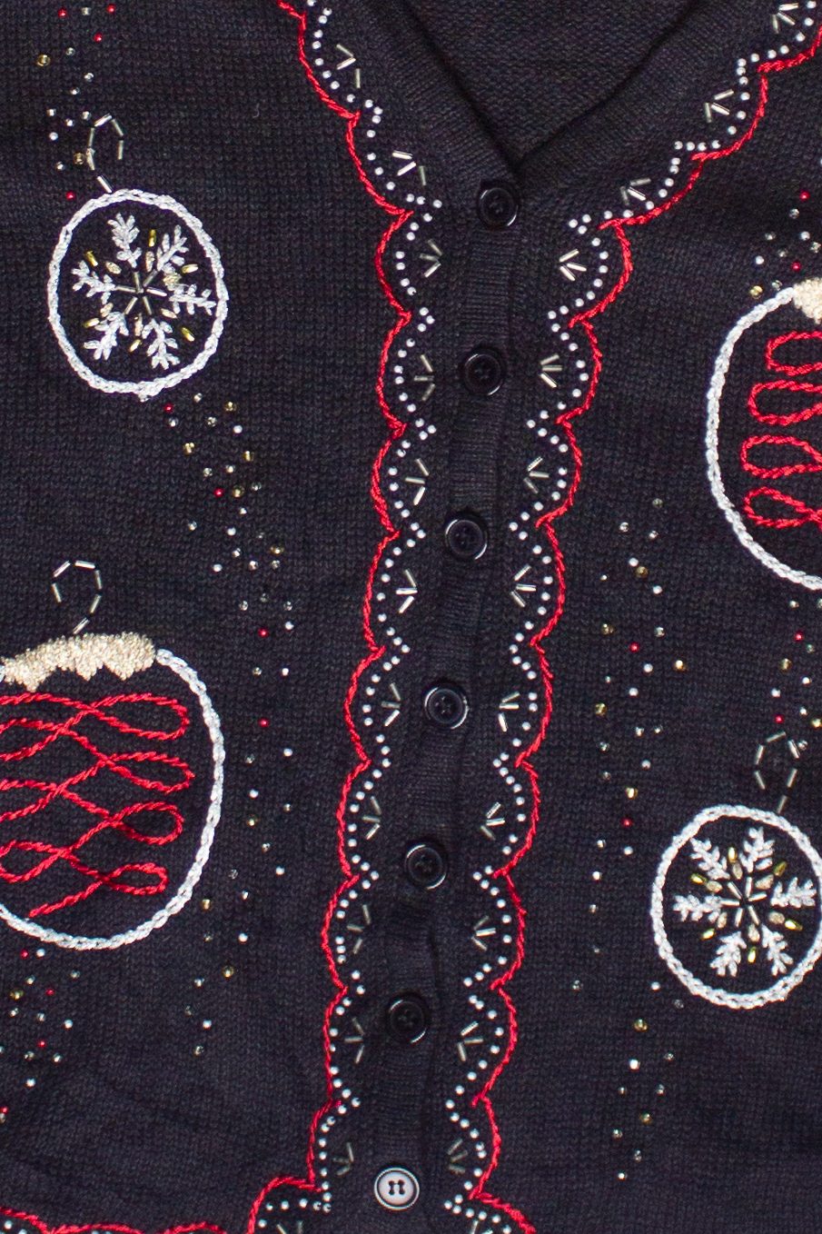 Vintage Beaded Embroidered Christmas Ornaments Ugly Christmas Sweater (2000s)