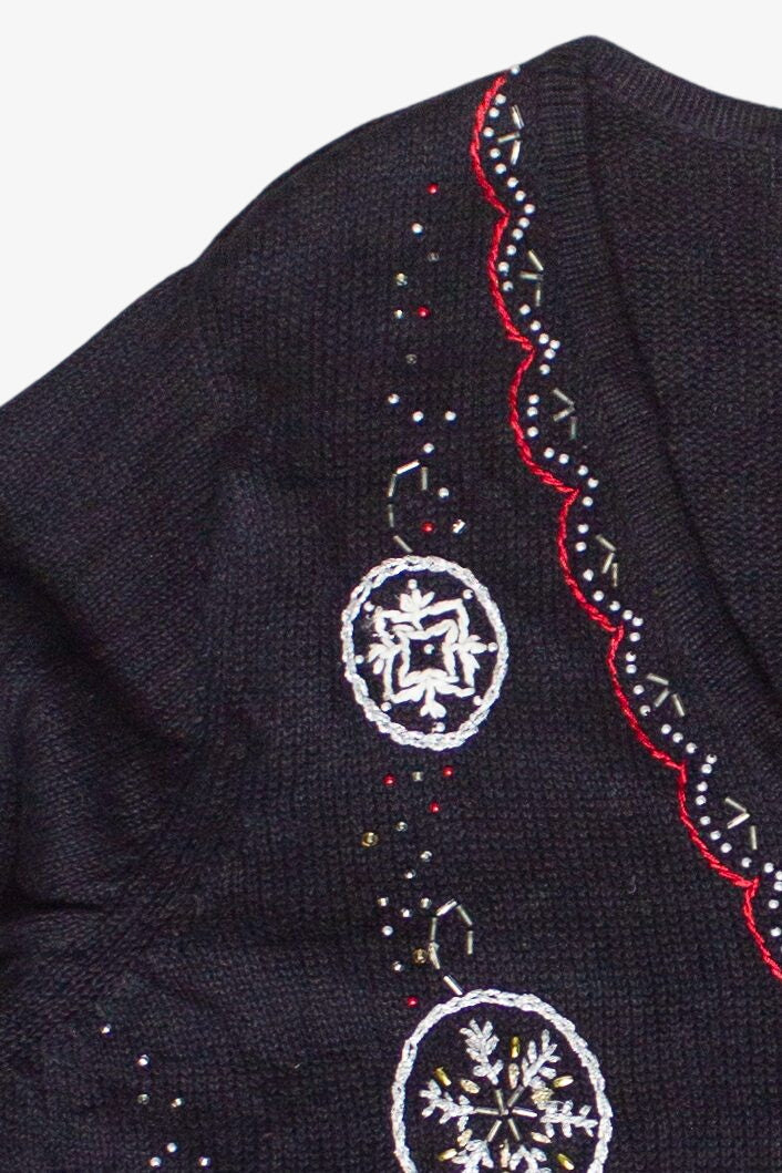 Vintage Beaded Embroidered Christmas Ornaments Ugly Christmas Sweater (2000s)