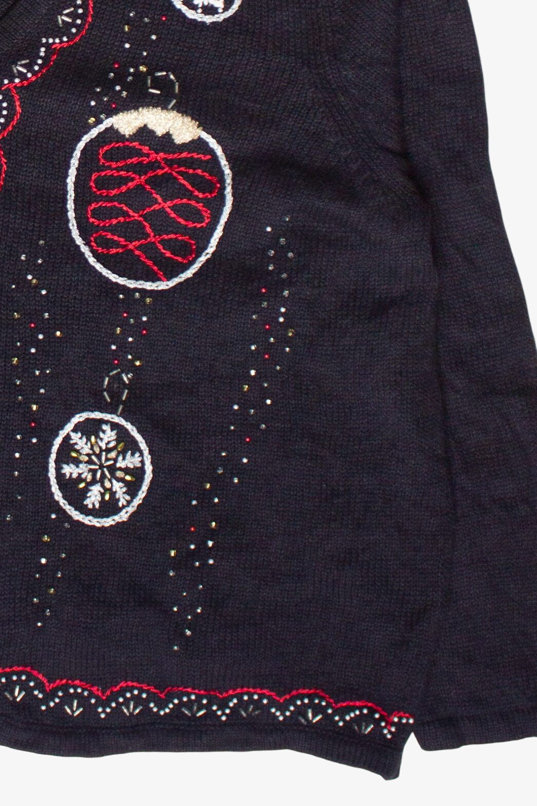 Vintage Beaded Embroidered Christmas Ornaments Ugly Christmas Sweater (2000s)