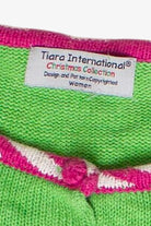 Vintage Tiara International Green & Pink Santa Ugly Christmas Sweater (2000s)