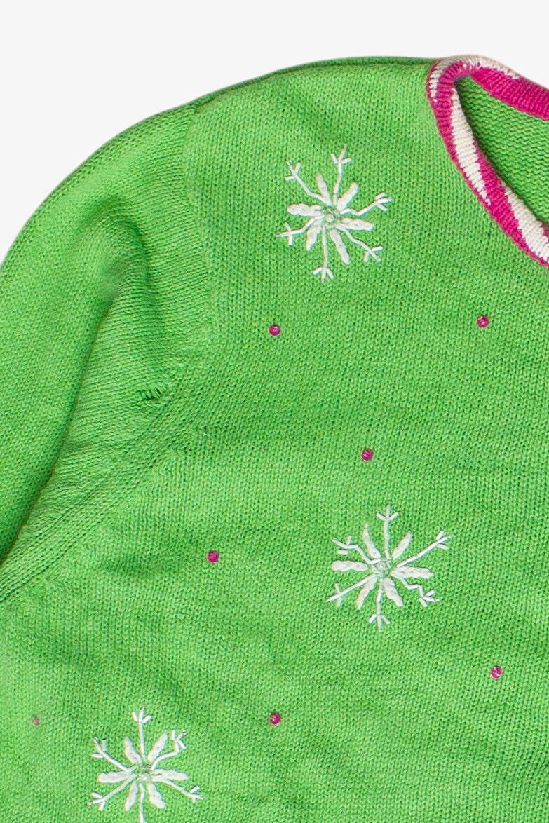 Vintage Tiara International Green & Pink Santa Ugly Christmas Sweater (2000s)