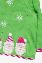 Vintage Tiara International Green & Pink Santa Ugly Christmas Sweater (2000s)