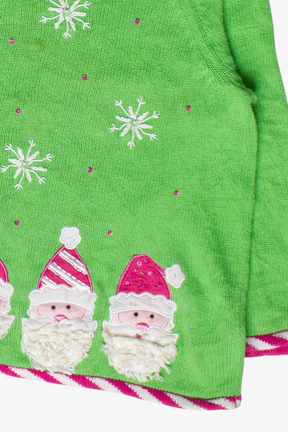 Vintage Tiara International Green & Pink Santa Ugly Christmas Sweater (2000s)