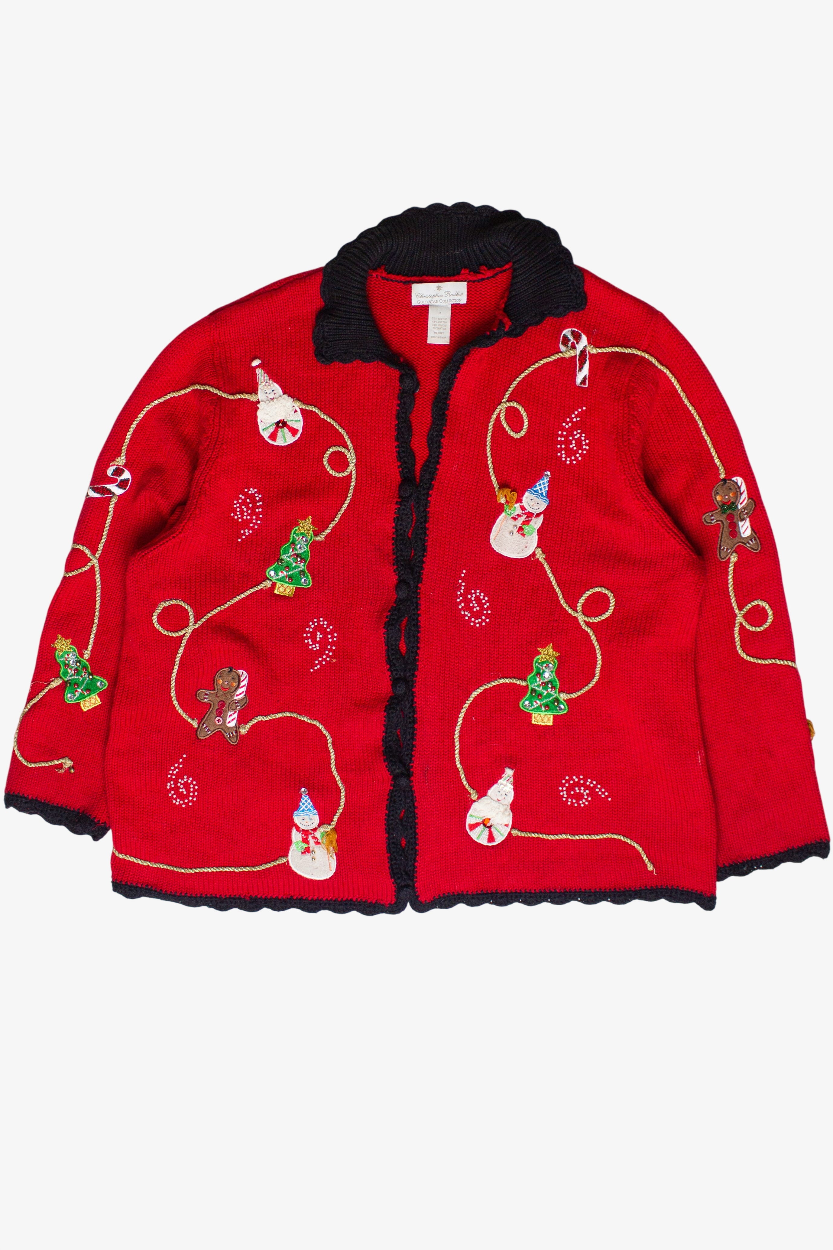 Vintage Christopher Radko Knit Christmas Garland Ugly Christmas Sweater (2000s)