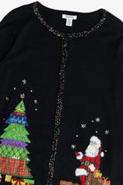 Vintage Beaded Santa Hampshire Studio Ugly Christmas Cardigan (1990s)