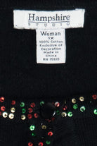 Vintage Beaded Santa Hampshire Studio Ugly Christmas Cardigan (1990s)