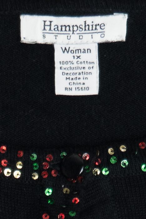 Vintage Beaded Santa Hampshire Studio Ugly Christmas Cardigan (1990s)