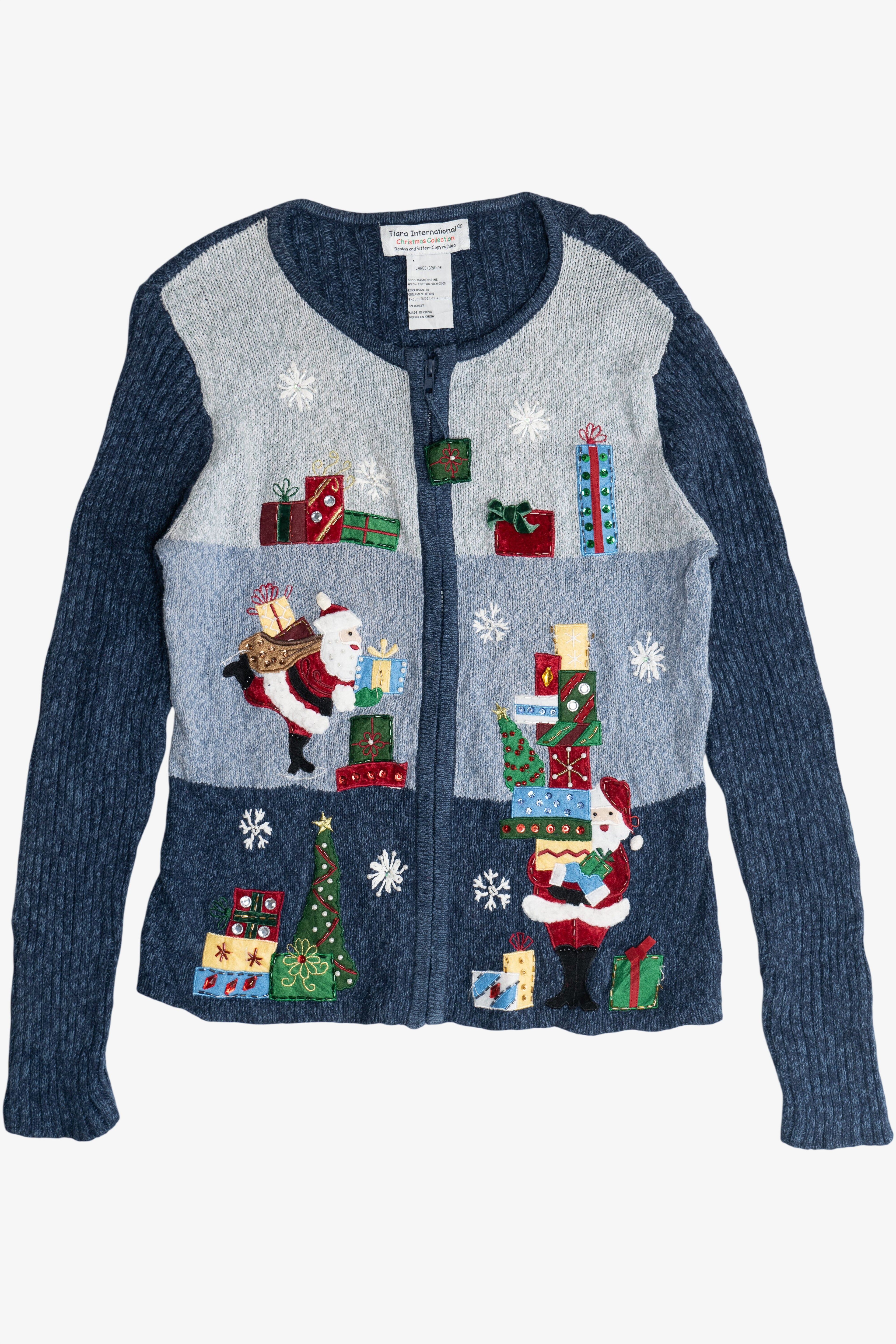 Vintage Tiara International Santa And Presents Ugly Christmas Sweater (1990s)