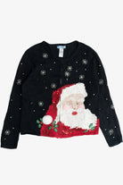 Vintage Classic Elements Sequin Santa Ugly Christmas Cardigan (1990s)