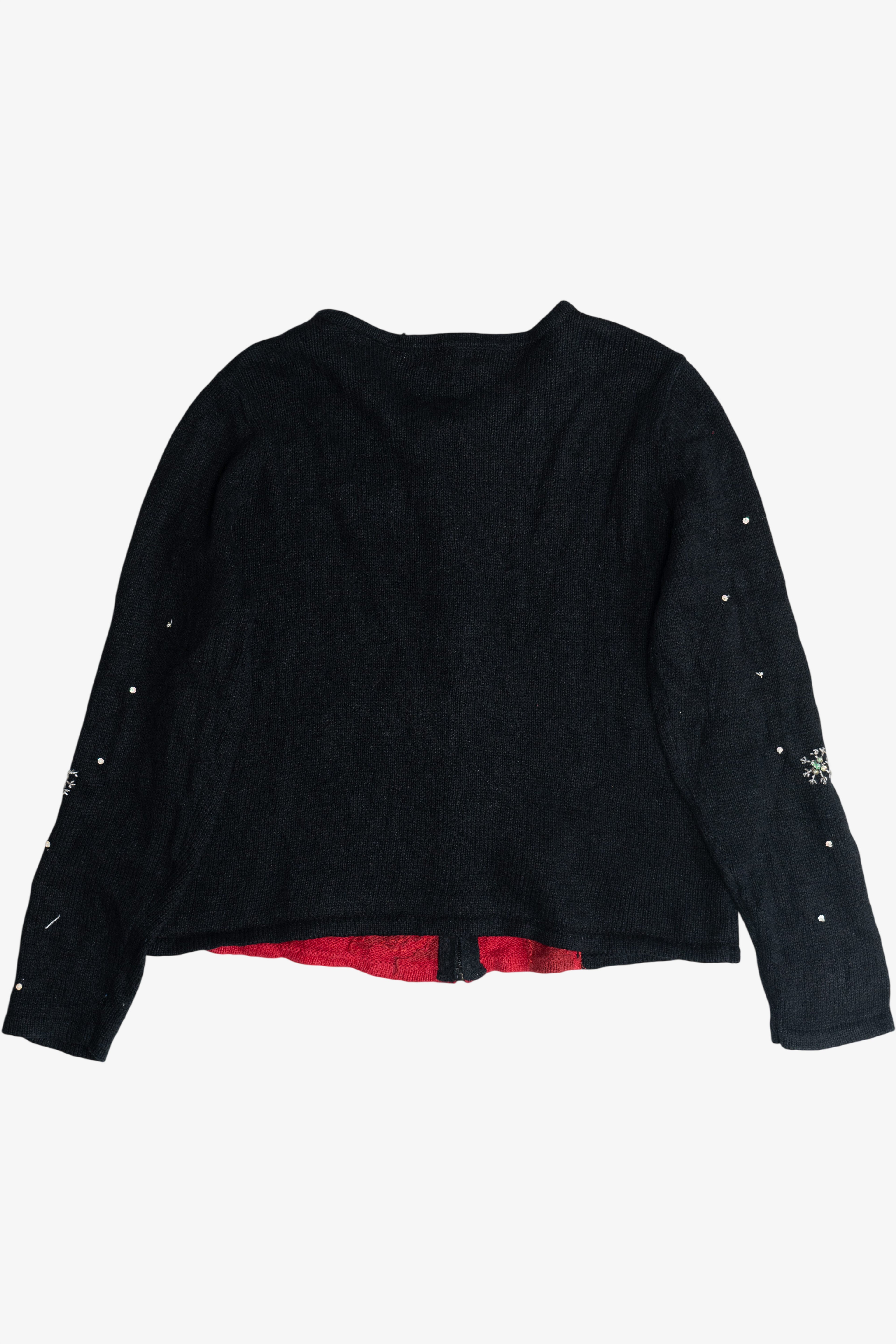 Vintage Classic Elements Sequin Santa Ugly Christmas Cardigan (1990s)