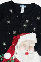 Vintage Classic Elements Sequin Santa Ugly Christmas Cardigan (1990s)