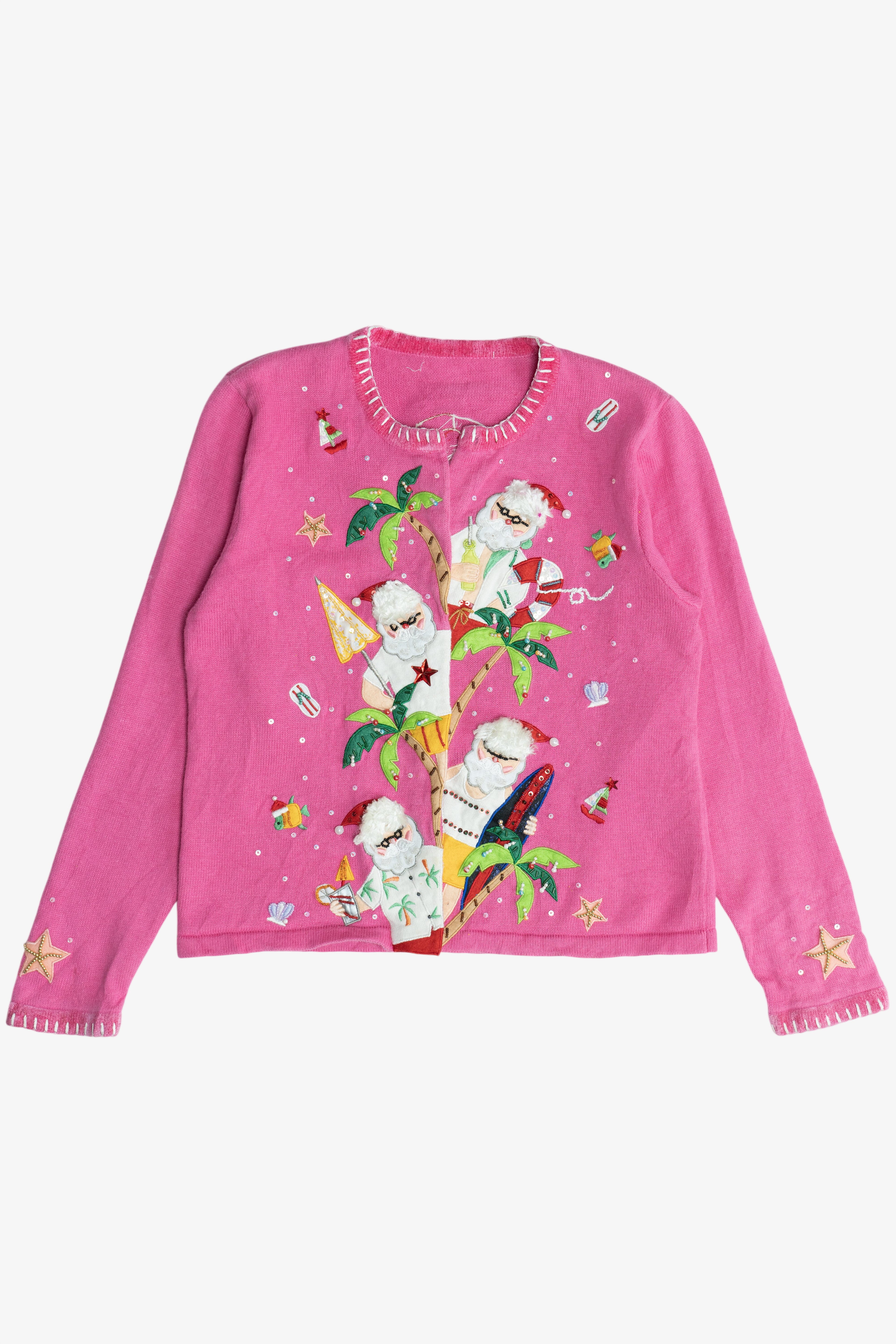Vintage Summertime Santa Ugly Christmas Cardigan (1990s)