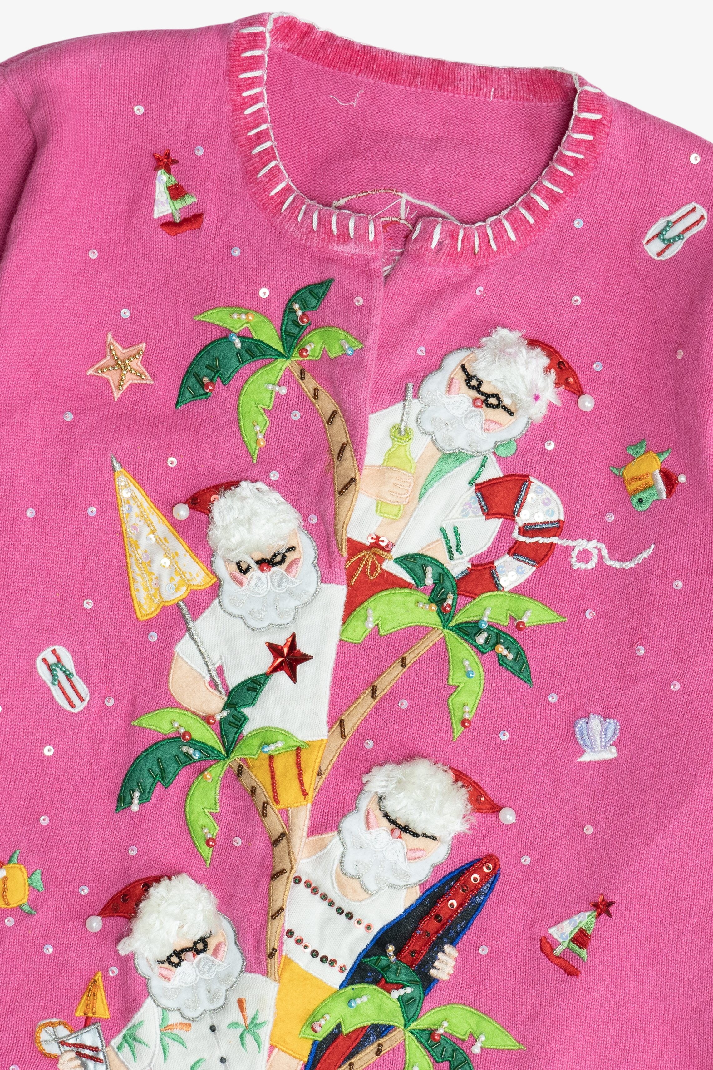 Vintage Summertime Santa Ugly Christmas Cardigan (1990s)