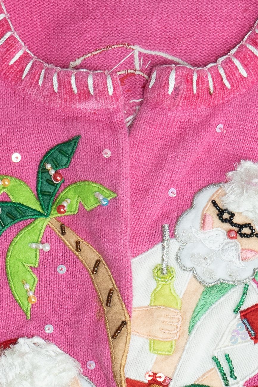 Vintage Summertime Santa Ugly Christmas Cardigan (1990s)