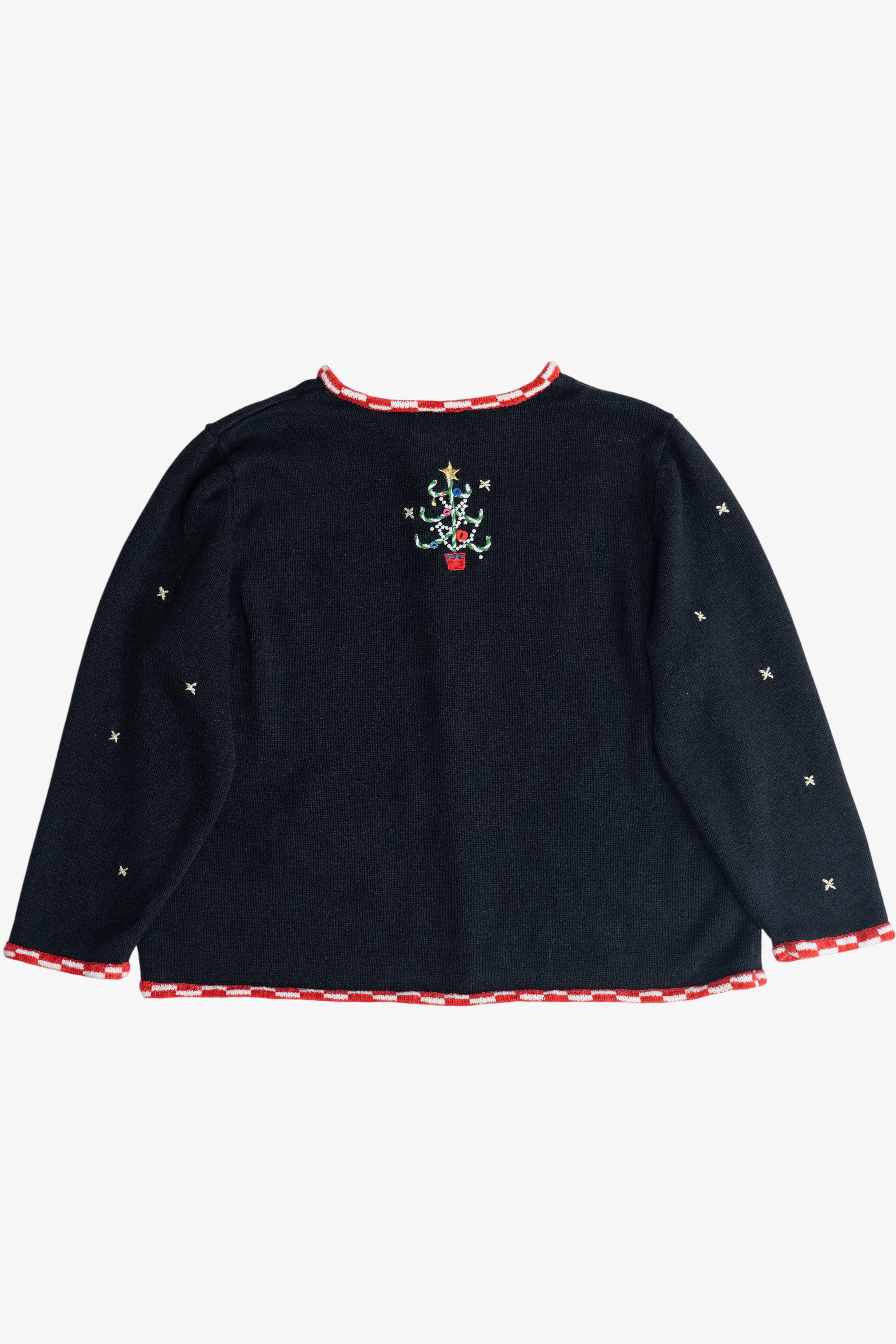 Vintage Skating Santa Ugly Christmas Cardigan (1990s)