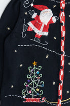 Vintage Skating Santa Ugly Christmas Cardigan (1990s)