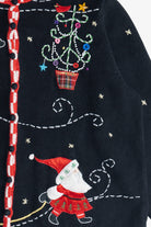 Vintage Skating Santa Ugly Christmas Cardigan (1990s)