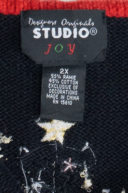 Vintage Skating Santa Ugly Christmas Cardigan (1990s)