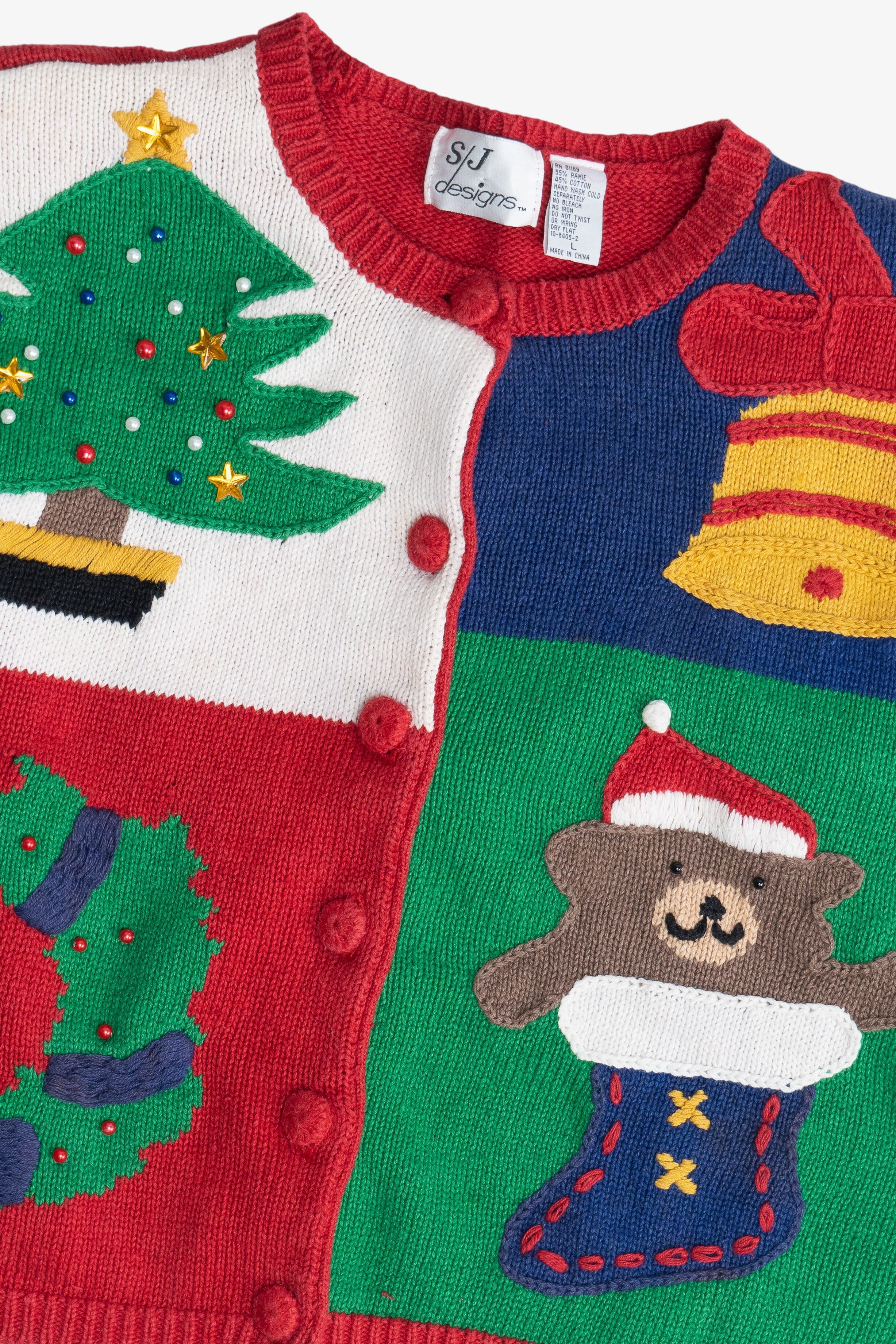 Vintage SJ Designs Boxy Ugly Christmas Cardigan (1980s)