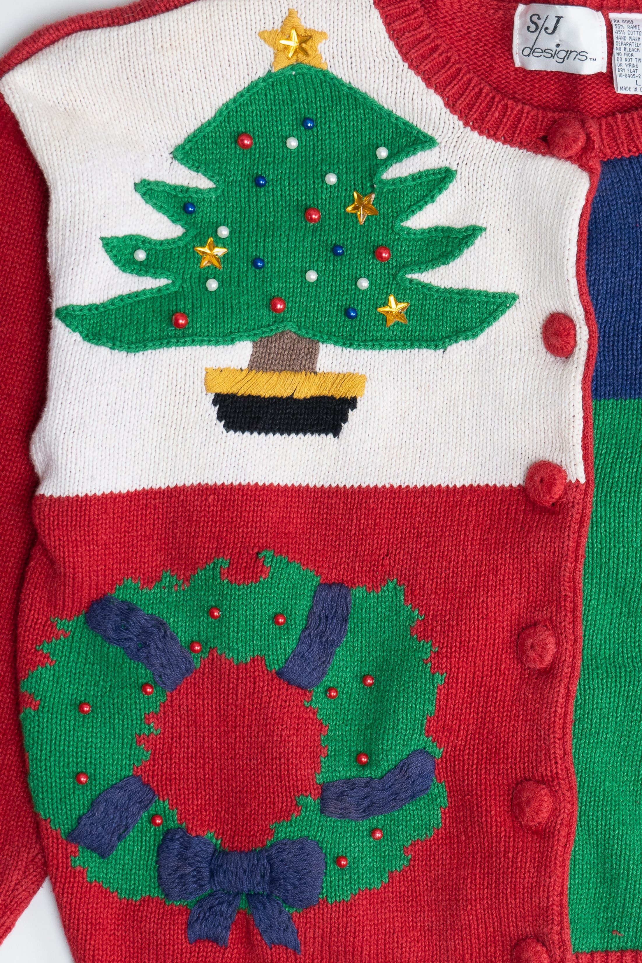 Vintage SJ Designs Boxy Ugly Christmas Cardigan (1980s)