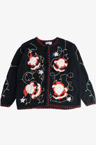 Vintage Santa And Holiday Lights Ugly Christmas Cardigan (2000s)