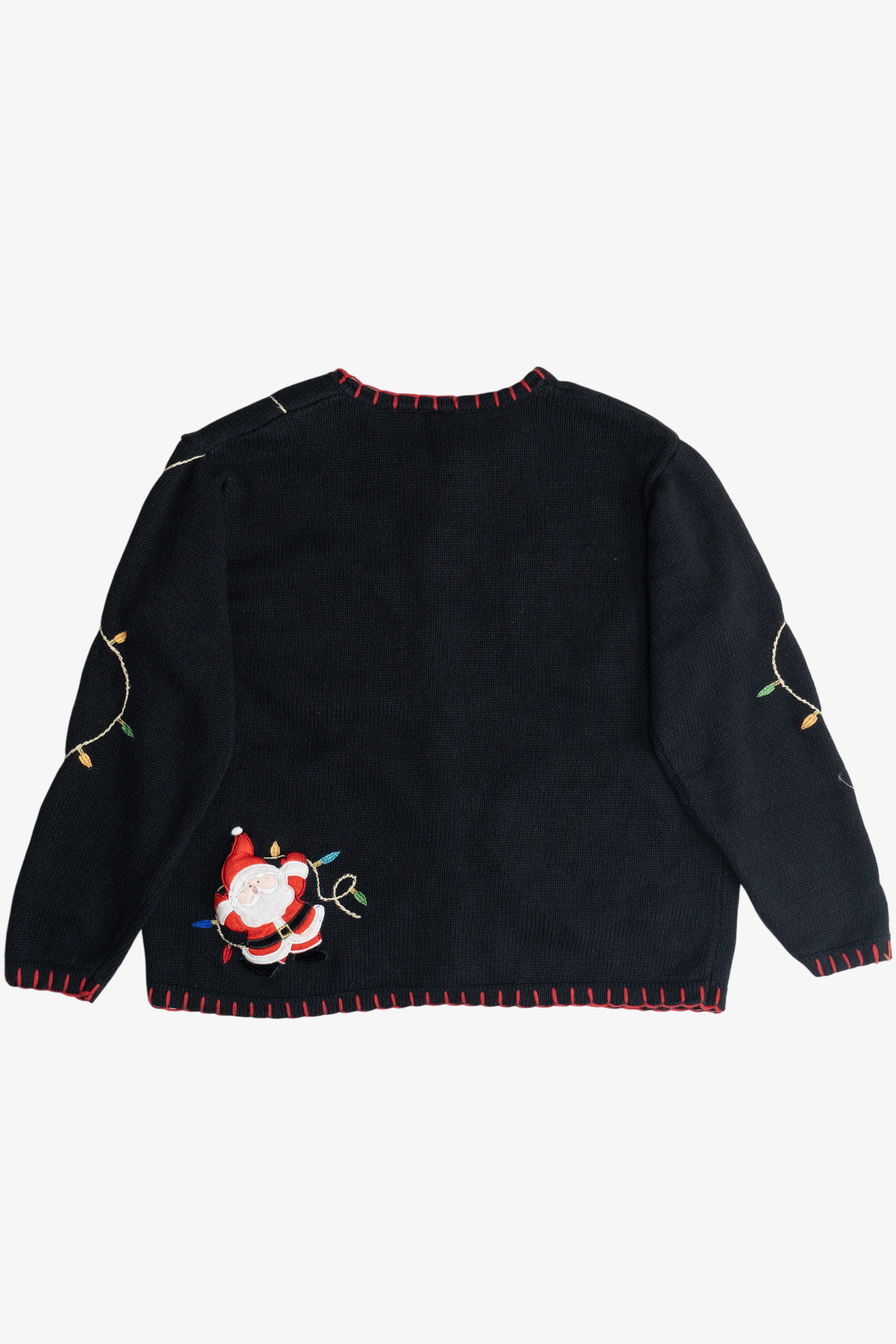 Vintage Santa And Holiday Lights Ugly Christmas Cardigan (2000s)