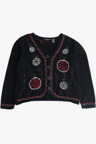 Vintage Beaded Ornaments Reference Point Ugly Christmas Cardigan (1990s)