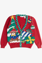 Vintage Bear Snowy Scene Laura Gayle Ugly Christmas Cardigan (1990s)