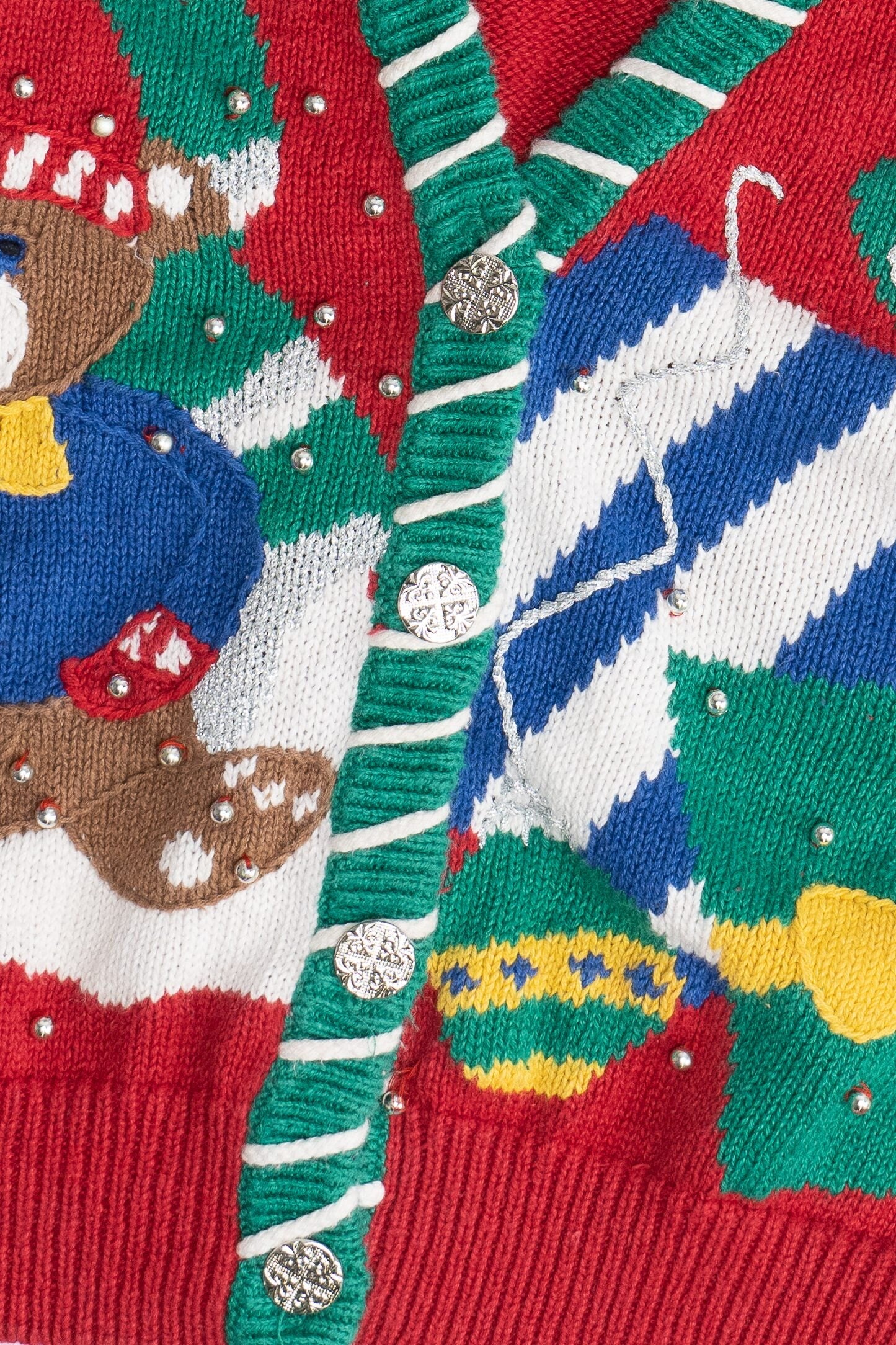 Vintage Bear Snowy Scene Laura Gayle Ugly Christmas Cardigan (1990s)