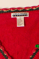 Vintage Red Snowmen Ugly Christmas Cardigan (1990s)