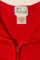 Vintage Red Zipper Reindeer Christmas Cardigan (1990s)
