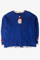 Vintage Blue Santa Christmas Cardigan (1990s)