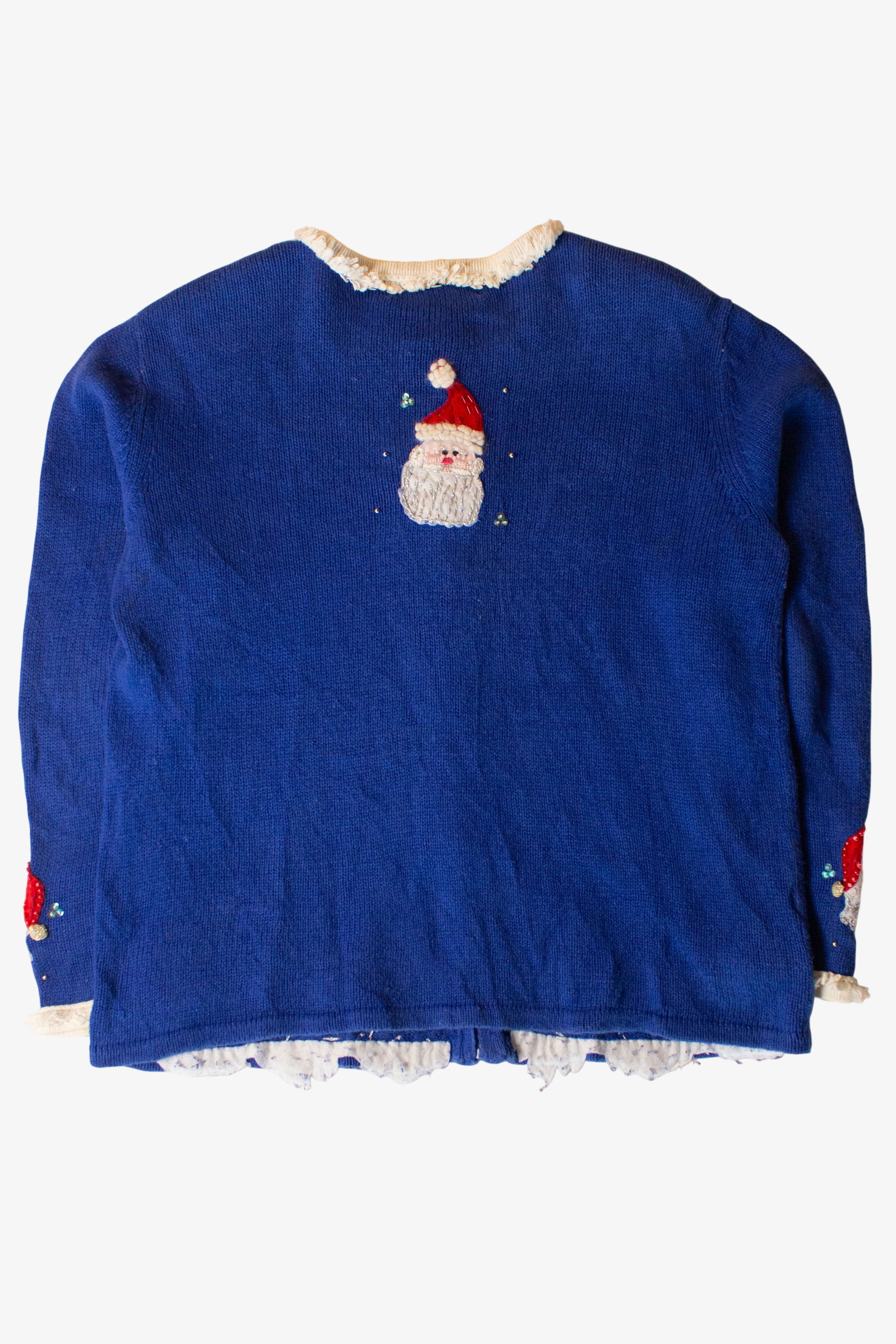 Vintage Blue Santa Christmas Cardigan (1990s)
