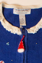 Vintage Blue Santa Christmas Cardigan (1990s)
