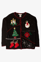Vintage Black Patchwork Ugly Christmas Cardigan (1990s)
